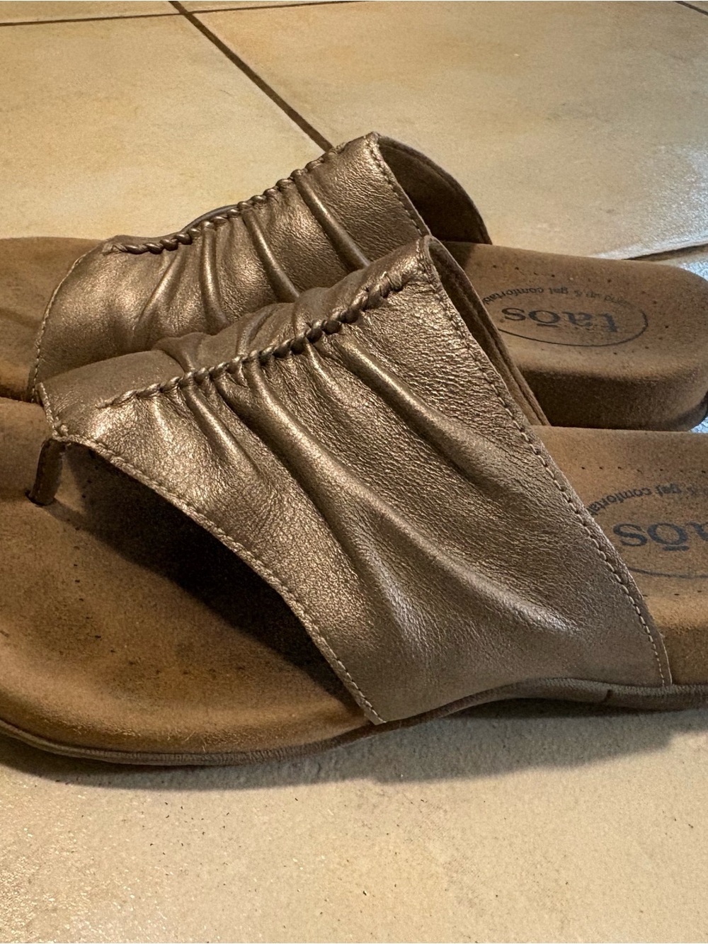 Taos Footwear Metallic Bronze Slip-On Sandals